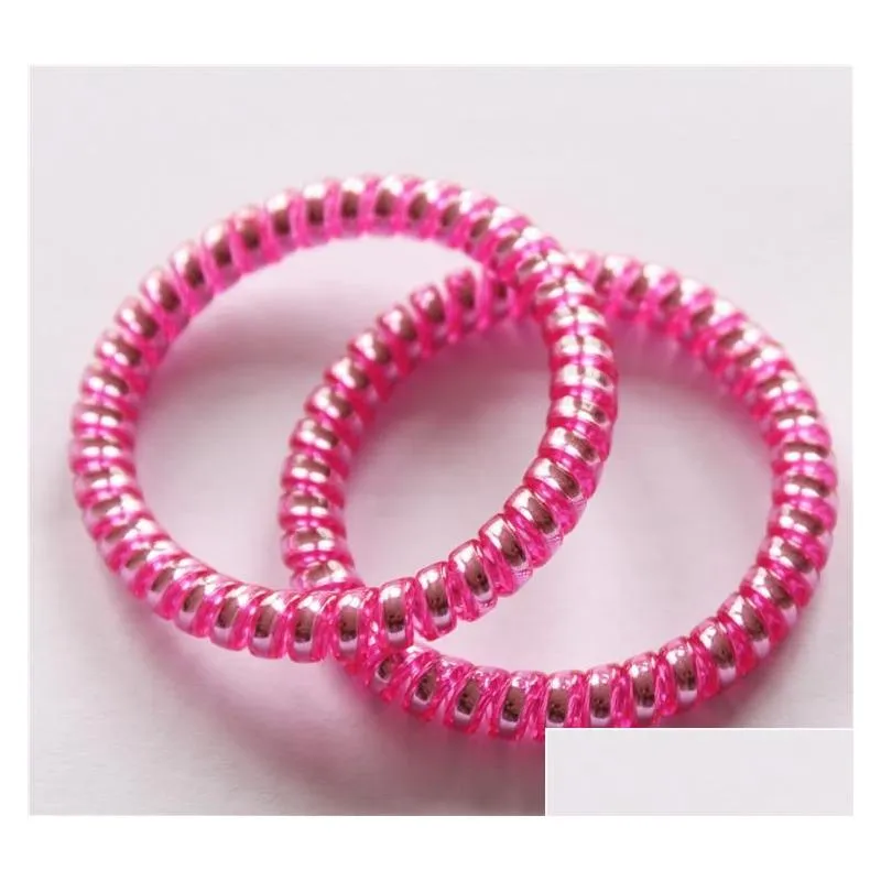 5 cm metal punk telephone wire coil gum elastic band girls hair tie rubber pony tail holder bracelet stretchy scrunchies 11 colors