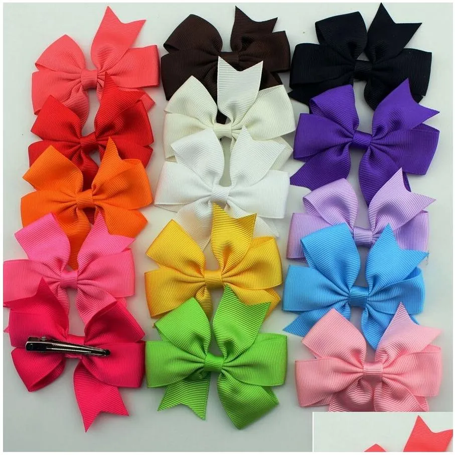 3 inch grosgrain ribbon hair bows with clip baby girl pinwheel hairbows/hair clips/hair pins accessories