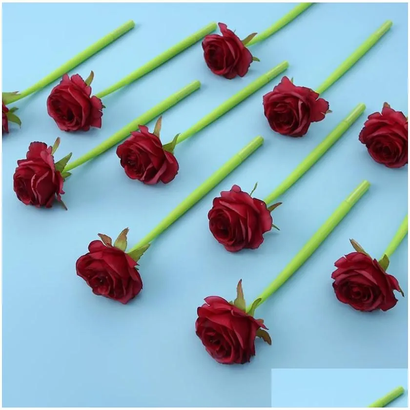 wholesale flower pens rose valentines day gifts flower ballpoint pen creative liquid black 0.5mm gel ink rollerball pen for home office school art decoration