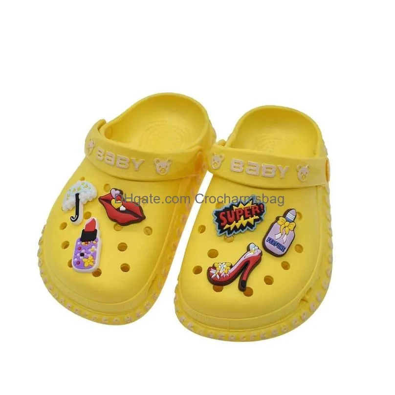 NEW girls KIDS cute cartoon PVC Shoe Charms Shoe Buckles Action Figure Fit Bracelets Croc JIBZ Shoe accessories
