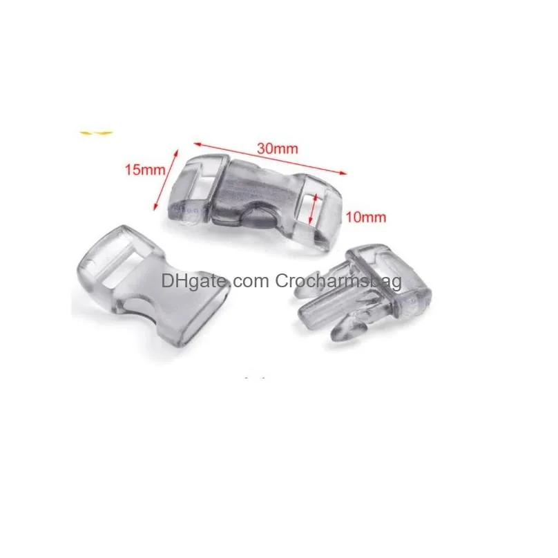 10mm clear colorful inside bag buckles belt strap diameter of contoured side paracord bracelet plastic connector diy pet release buckle