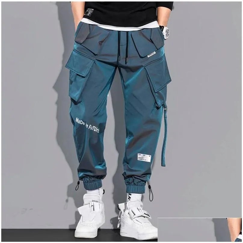 mens pants cargo fashion hip hop multi-pocket trousers trendy streetwear solid sweatpants pantalones casuales para hombre