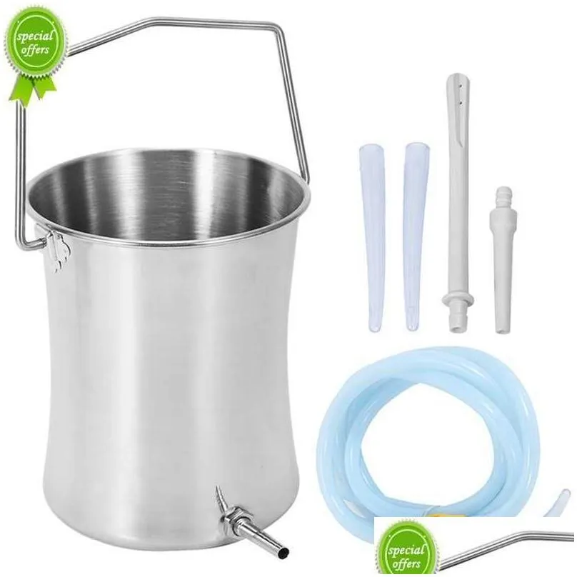  2l health stainless steel enema bucket suitable for colon cleansing reusable constipation cleaning detoxification cleansing enem