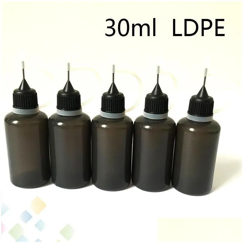 wholesale black color needle bottle e liquid 5ml 10ml 30ml empty soft plastic filling bottles ldpe squeezable dropper needle-tip juice oil dhs