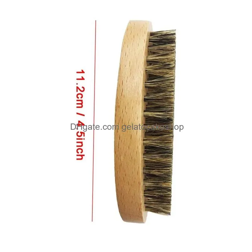 natural boar hair bristle beard mustache brush shaving comb men face massage round wood handle handmade beard brushes