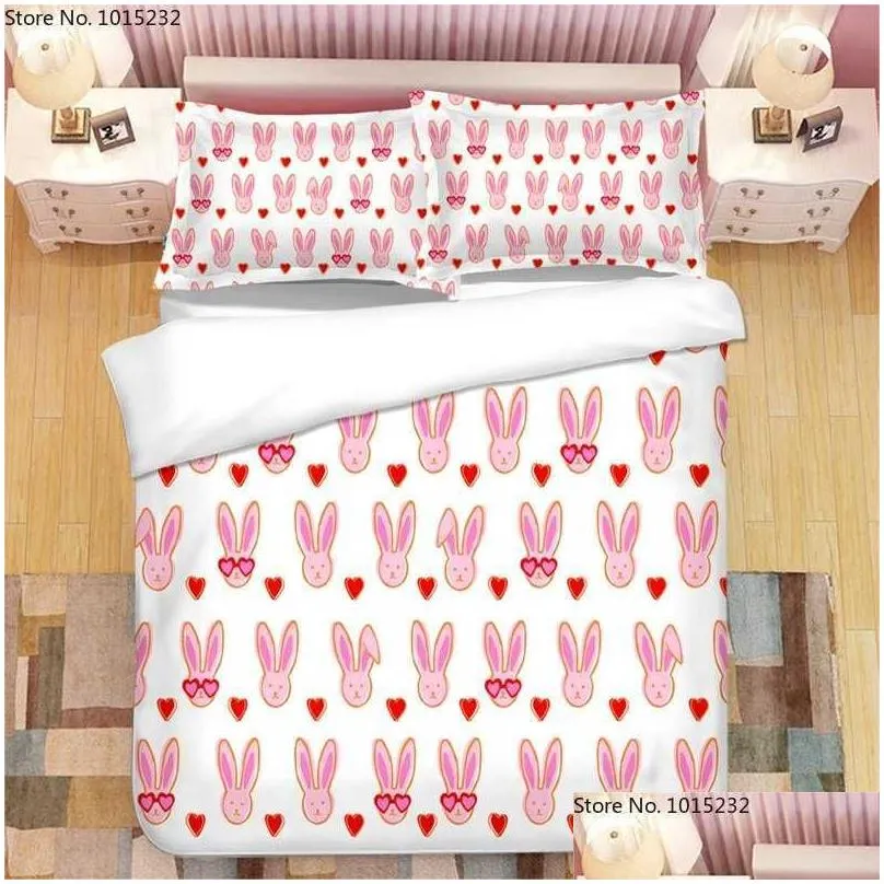 bedding sets pink roller rabbit 3d printed bedding set duvet covers cases comforter bedding set bedclothes bed linen t230217