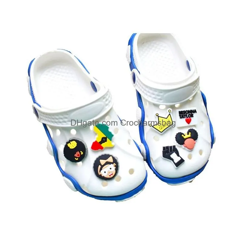 black cute cartoon pvc shoe charms shoes buckles action figure fit bracelets croc jibz shoes accessories wristband boys gift