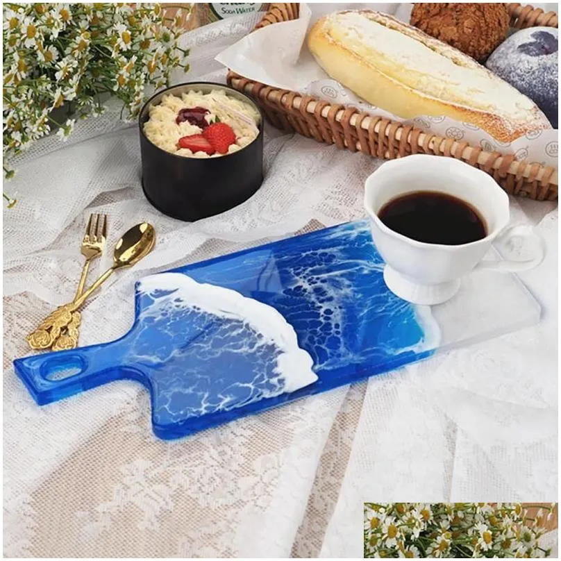 craft tools diy crystal epoxy resin mold large handmade mirror handle tray for bread pastry fruit dishes table silicone