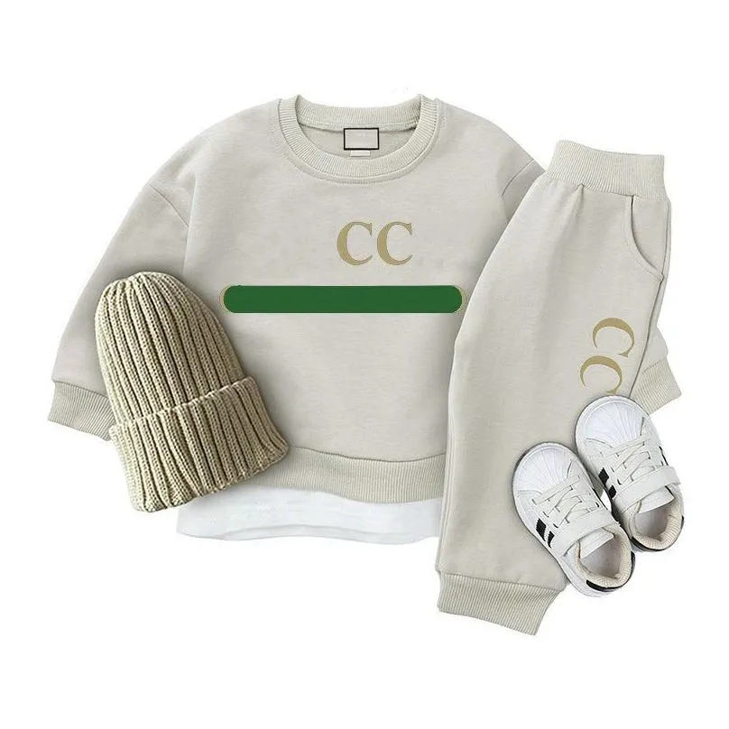 in stock designer kids clothing sets baby boys girls sweater suit tops pants two-piece