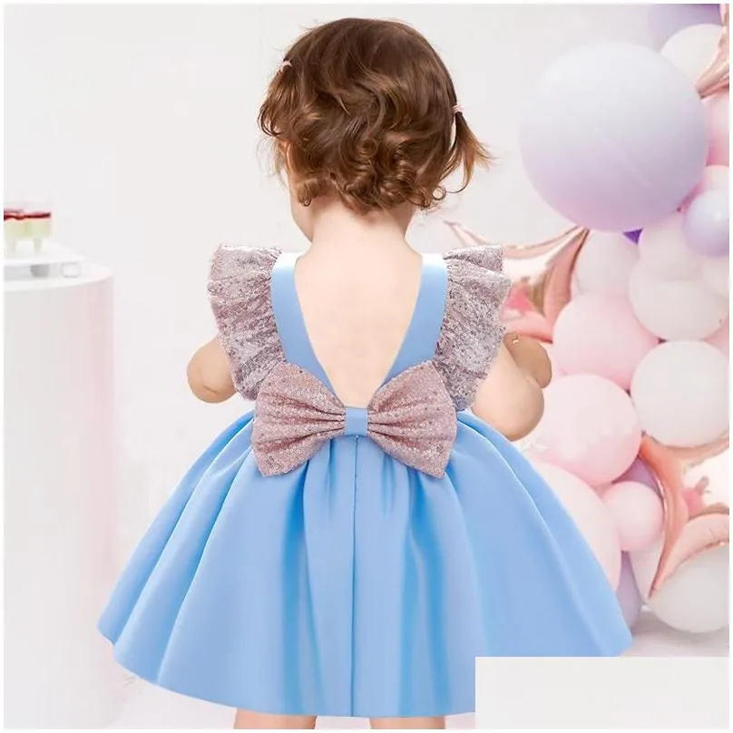 girls dresses born dress 1st birthday for baby girl clothes bow princess baptism sequin party evening backlessgirls