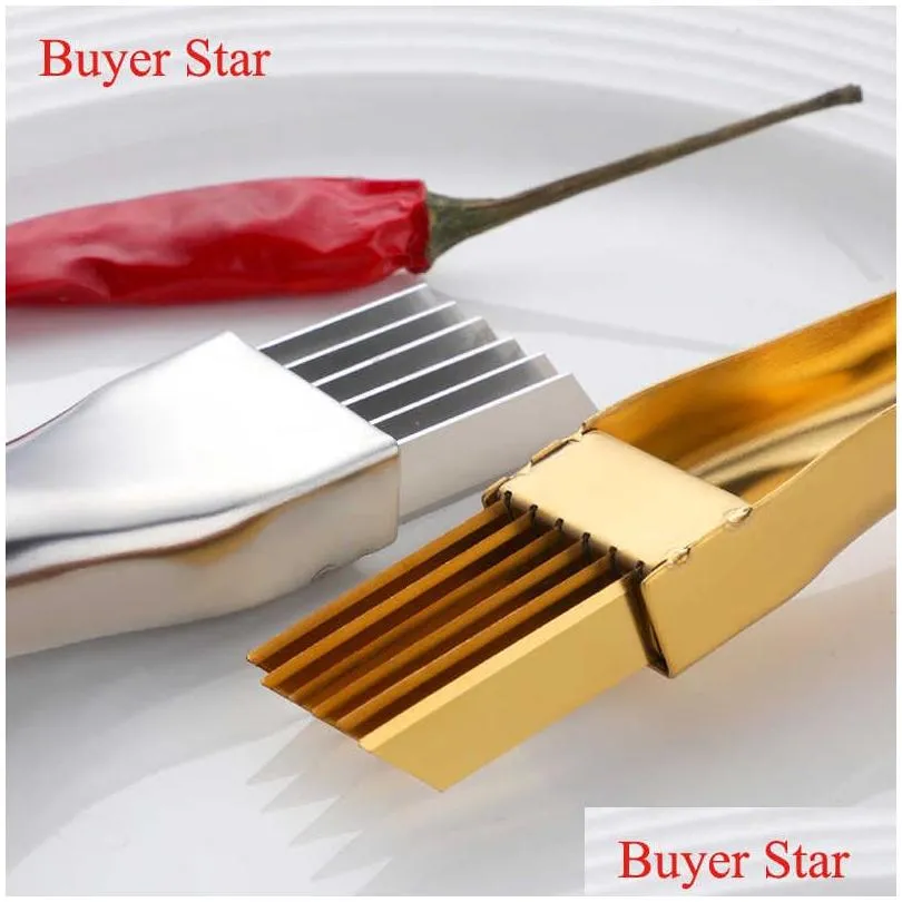  chef  stainless steel vegetable cutter kitchen gadgets ware gold manual metal onion garlic diced knife tools tableware