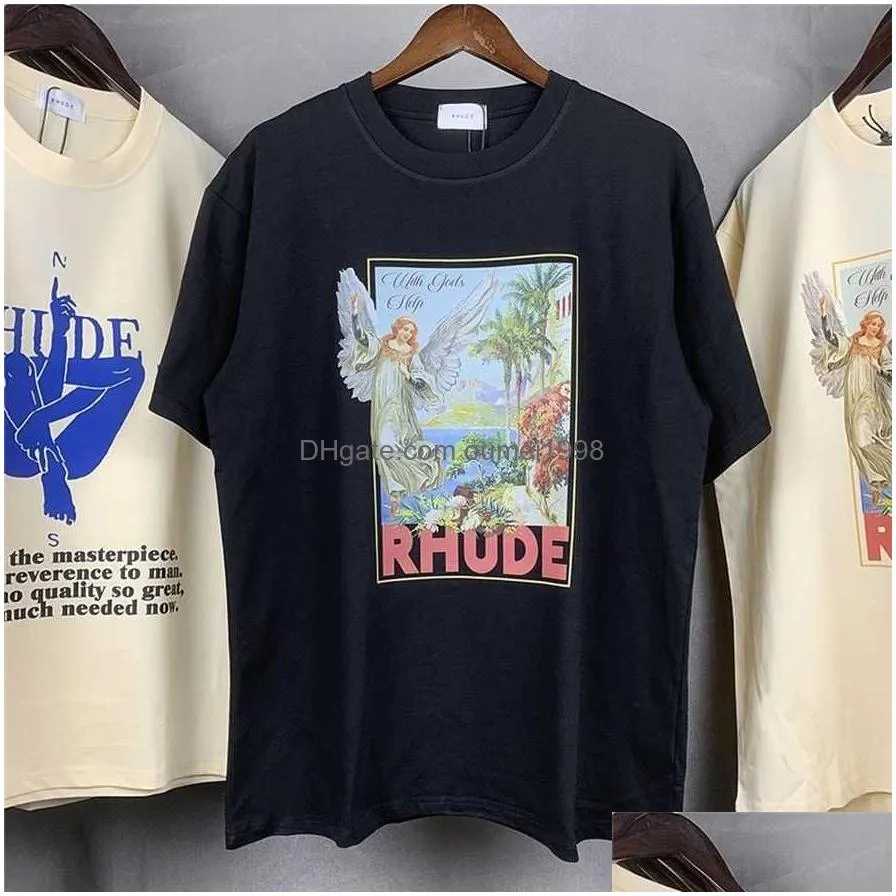 Men`s T-Shirts Rhude T-shirt Men Women 1 High Quality Rhude Tee Vintage Tops Oversize Short Sleeve T221202