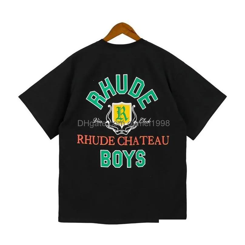 Rhude Racing Print Plus Size Men`s T-shirts Cotton t Shirts Man Vintage Oversized T-shirt Streetwear Tee Unisex Tees Youth Short Sleeves Loose Tops
