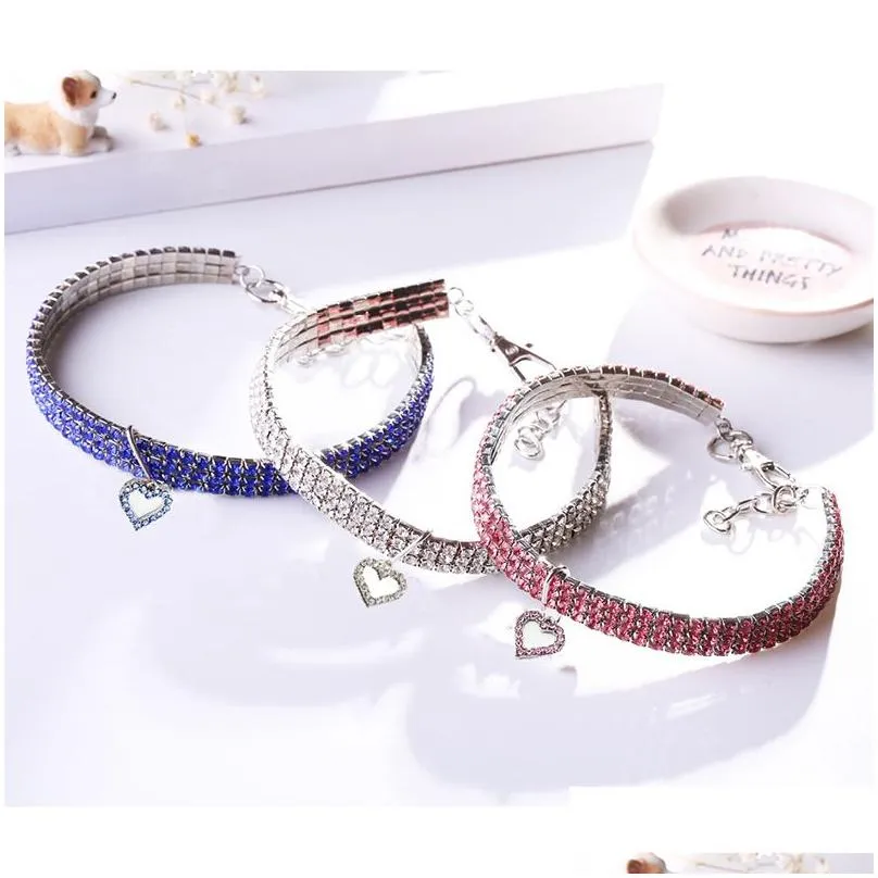fashion rhinestone pet dog cat collar crystal puppy chihuahua collars leash necklace for small medium dogs diamond jewelry accessories