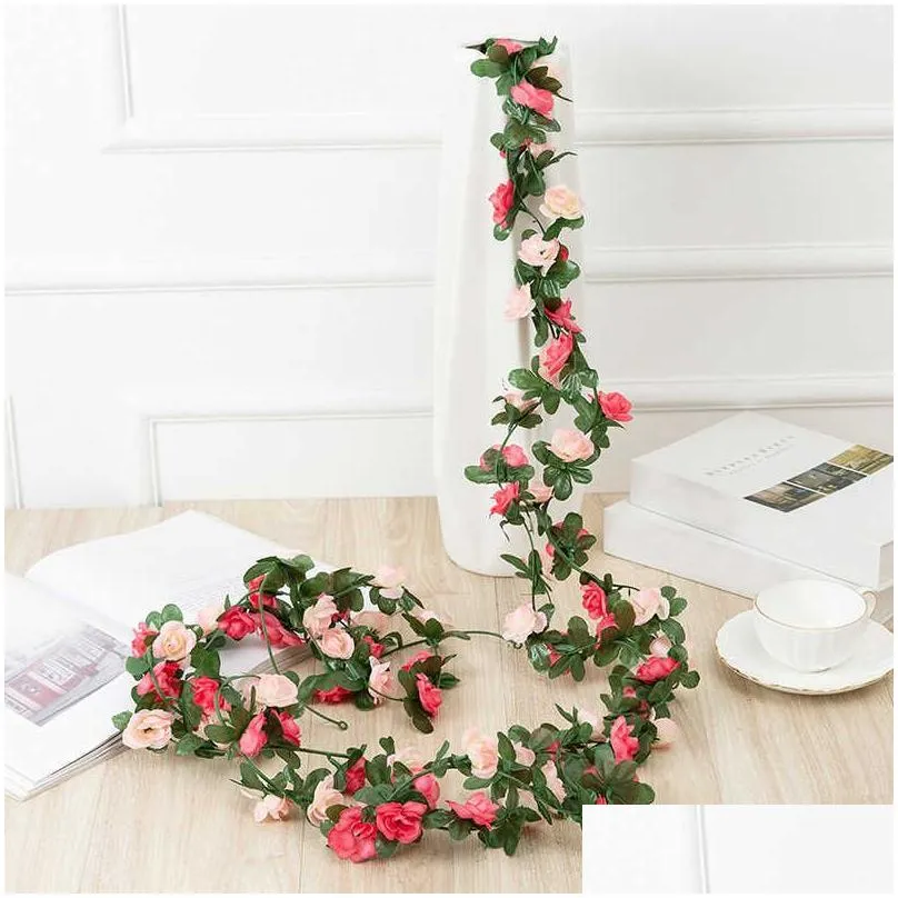  2.5m artificial rose flowers rattan autumn small peony string decor silk fake garland for wedding home el garden decoration