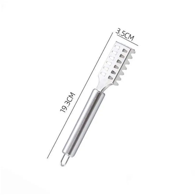 Kitchen Knives 2 In 1 Fish Scales Scra Seafood Cleaning Scraper Mti Purpose Knife Accessories