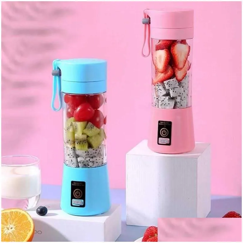 380ml 6 blade portable blender mini juicer electric bottle usb charging mixer juice smoothie maker cup bottle a travel kitchen