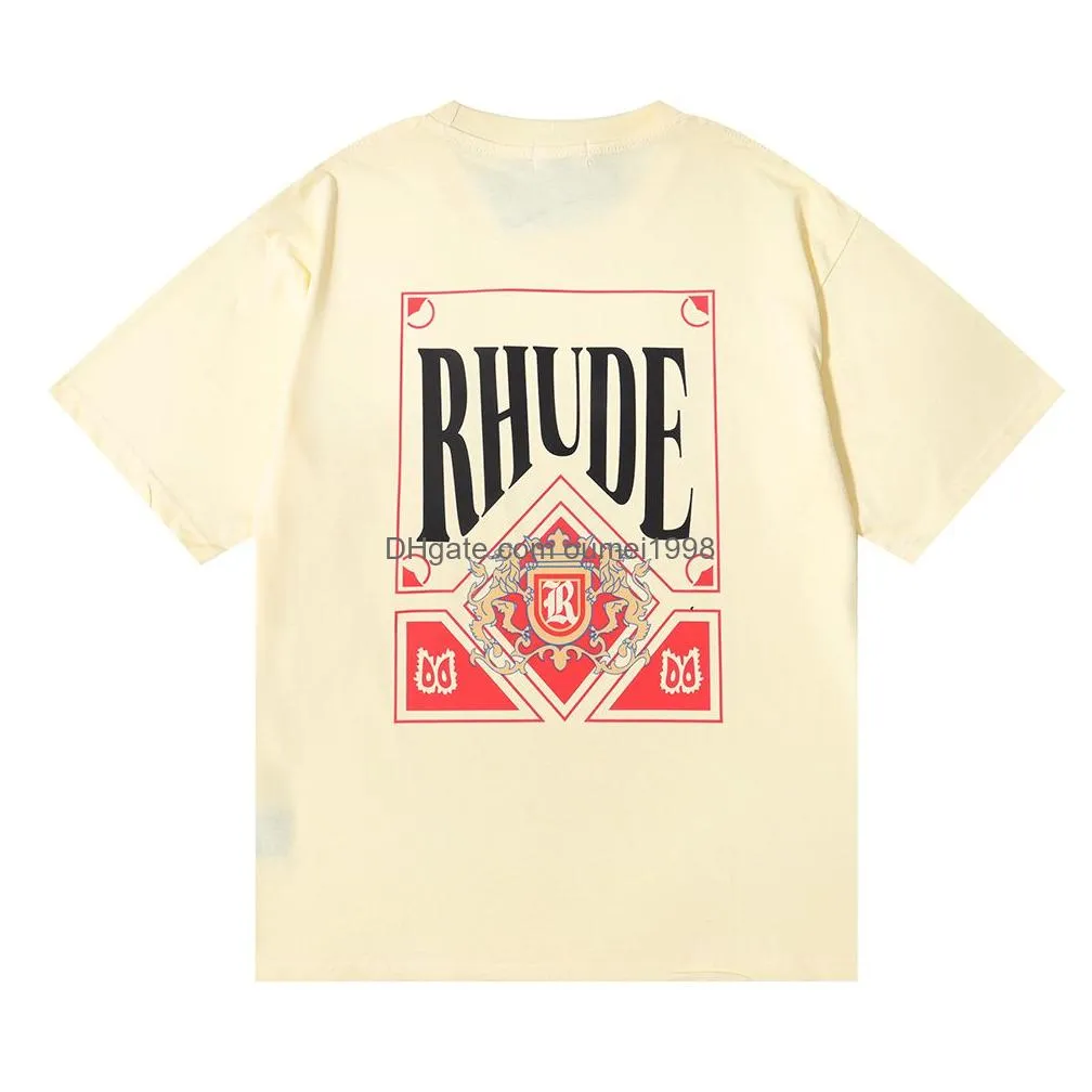 Rhude t-shirt Summer Designer T Shirt Men t shirts Tops Luxury Letter Print Shirt Mens Women Clothing Short Sleeved S-XXL