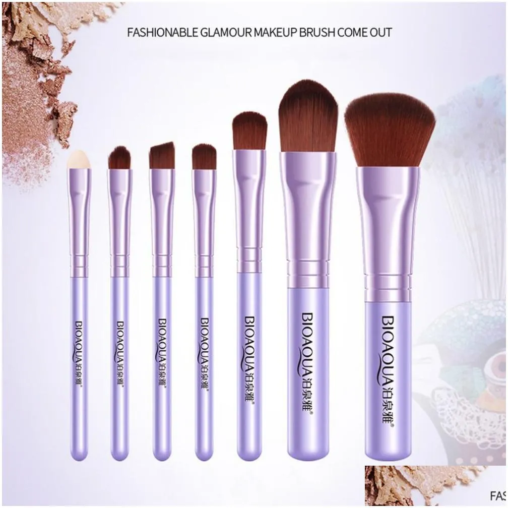 bioaqua 7pcsset pro women facial makeup brushes set face cosmetic beauty eye shadow foundation blush brush make up brush tool8371426