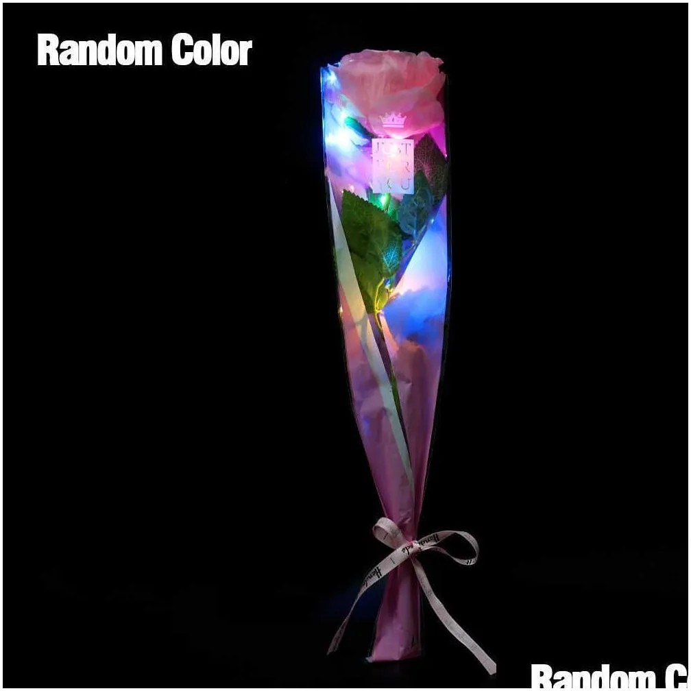  40cm rose with led light silk artificial flowers bouquet long branch fake flowers for home wedding party diy decoration indoor