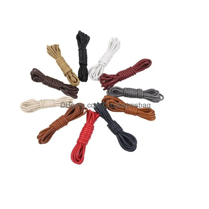 11 color waxed cotton round shoe laces leather waterproof shoelaces women men martin boots shoelace shoestring