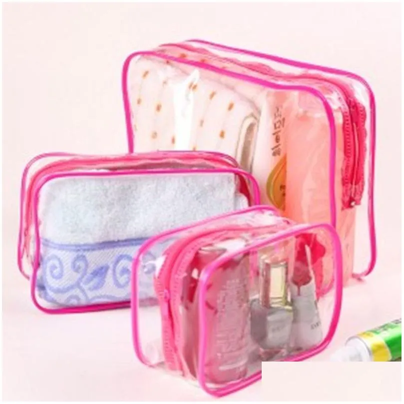 clear toiletry bag waterproof pvc zippered carry pouch portable makeup bag organizer bag set for travel