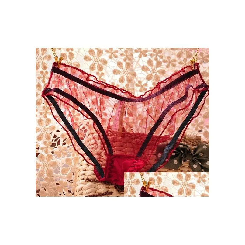 fashion women girl gauze lace panties transparent candy colors panty thong cotton briefs underwear knickers 6pcs gift