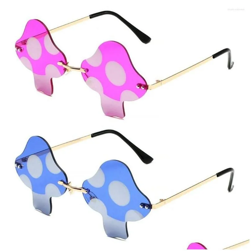 sunglasses mushroom shape irregular rimless sun glasses retro trendy fun for women men halloween party decorations