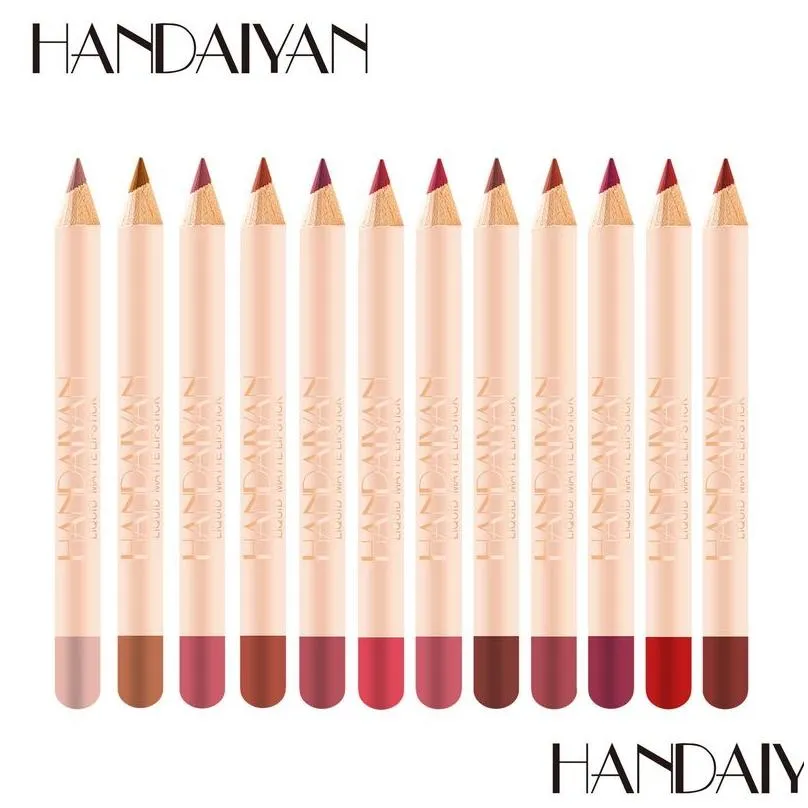handaiyan colored lipstick pencil lip liner set waterproof sweatproof wholesale makeup matte lipliner pen