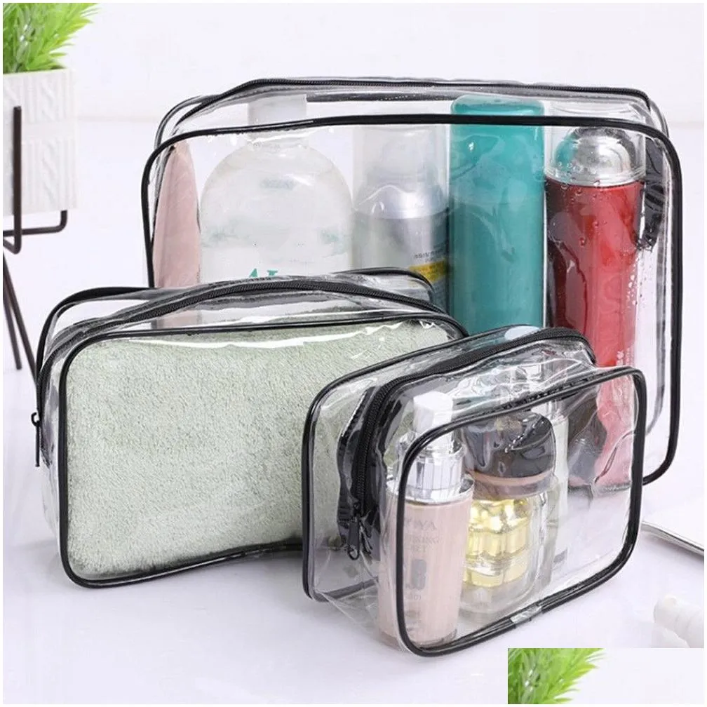 clear toiletry bag waterproof pvc zippered carry pouch portable makeup bag organizer bag set for travel