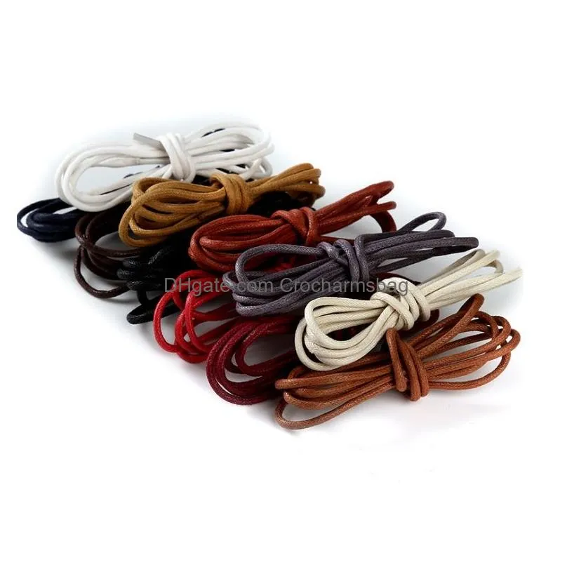 11 color waxed cotton round shoe laces leather waterproof shoelaces women men martin boots shoelace shoestring