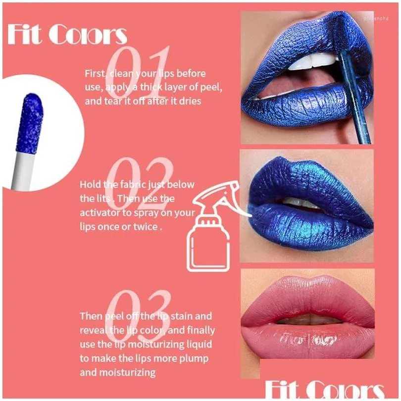 lip gloss 5colors blue peel-off stain waterproof lasting glaze matte staying base color tinting tear off liquid lipstick