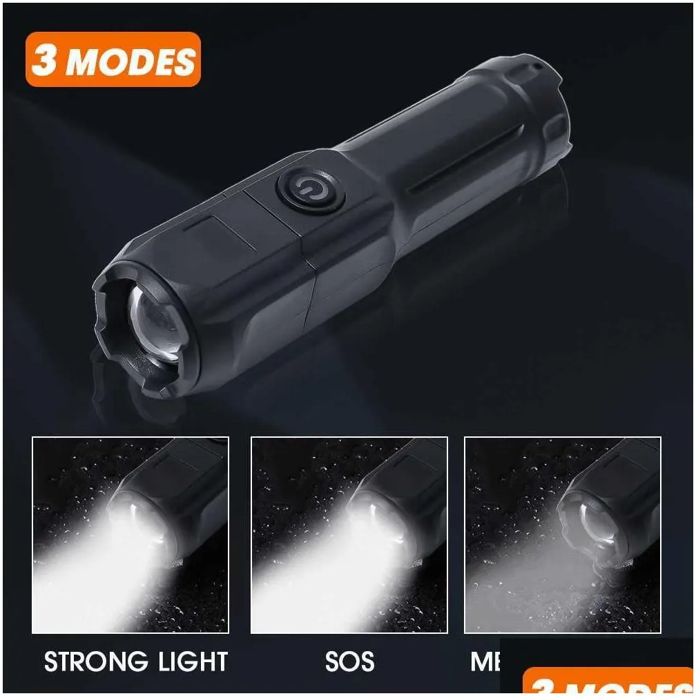  portable led flashlight rechargeable mini tactical flashlights waterproof 3 modes torch lamp lanterns outdoor camping lighting