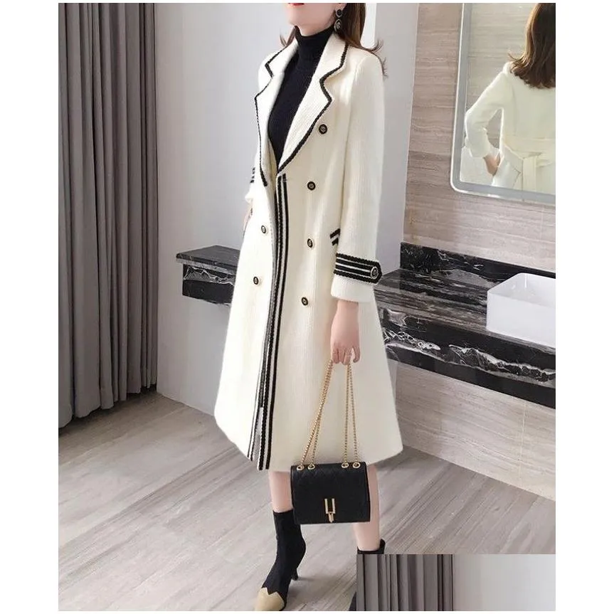 womens wool imitation mink velvet jacket autumn winter clothing fashion all-match loose coat mid-length thickening tide