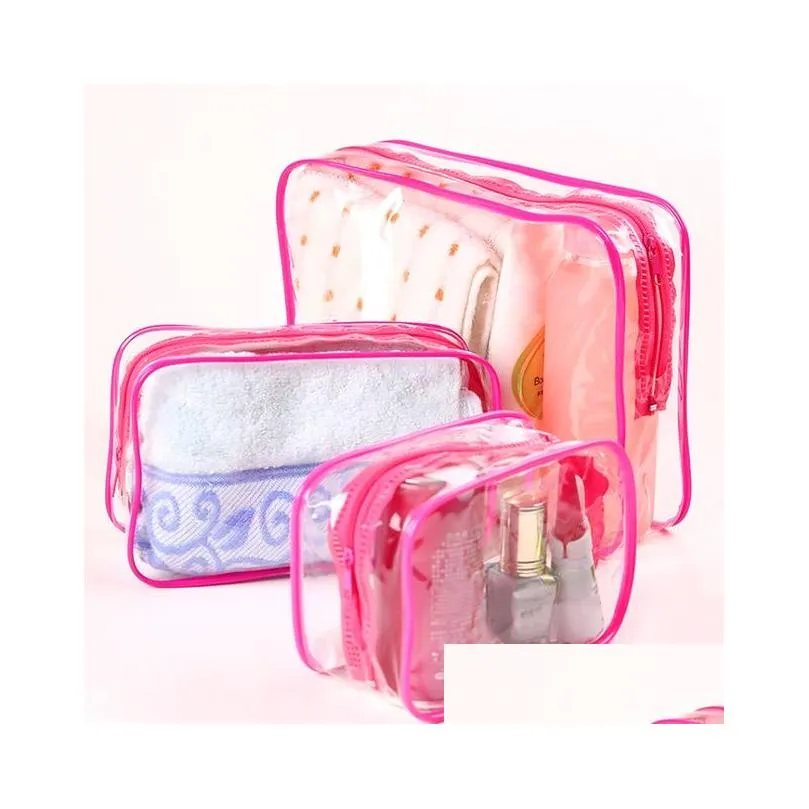 clear toiletry bag waterproof pvc zippered carry pouch portable makeup bag organizer bag set for travel