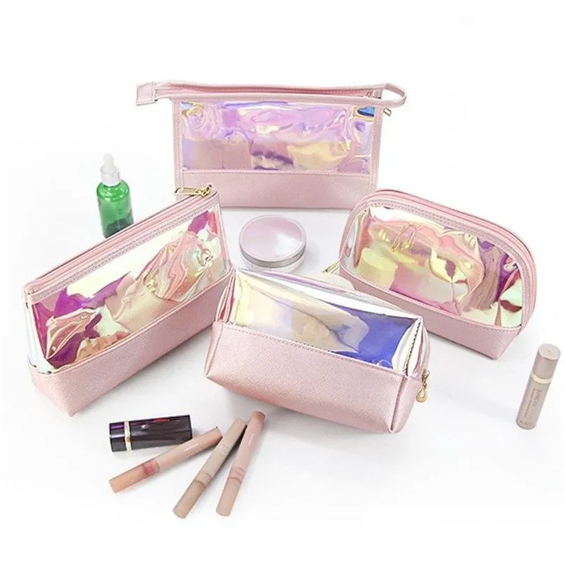 holographic makeup bag cosmetic travel bag portable waterproof toiletries bag cosmetic pouch makeup organizer