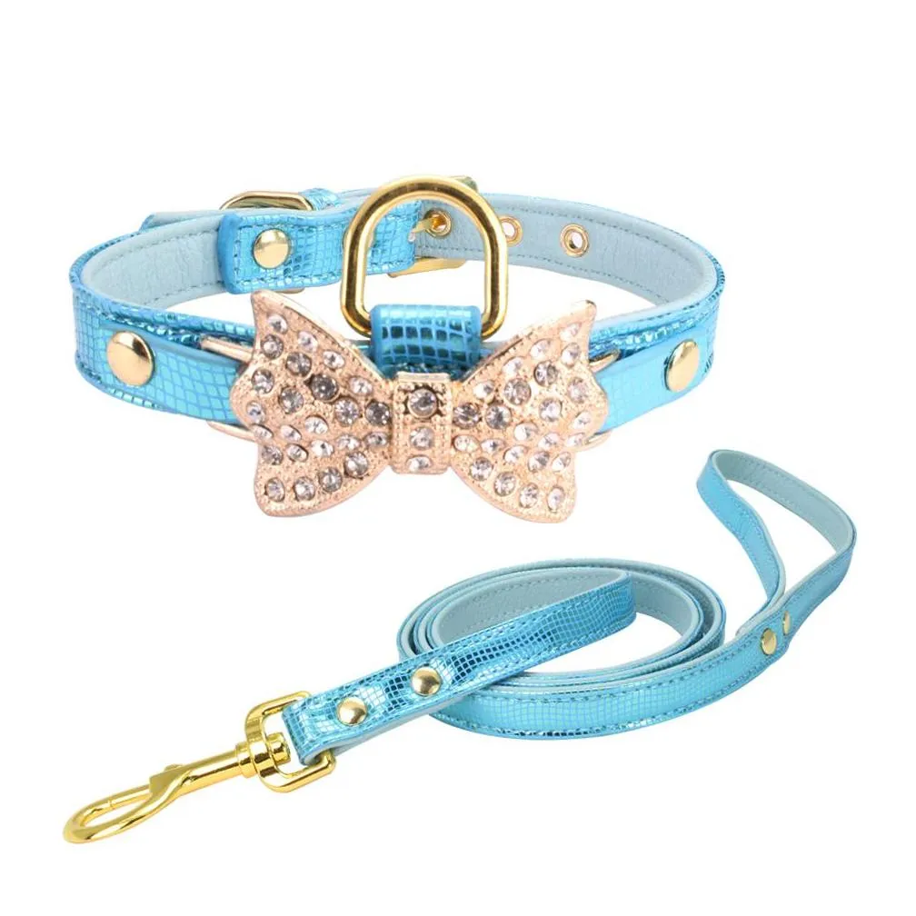 cute personalized designer dog leather pet collars plus grooming service matching collar leash harness set comb puppy harness