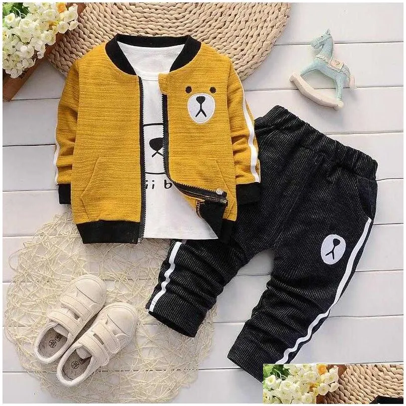 jacket children suits outfit set infant casual clothing sets coat tops pant 3pcs fashion clothes sets baby outfit for boy