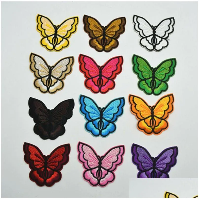 120pcs iron on sew embroidered trim standard butterfly fabric stickers for diy sewing craft