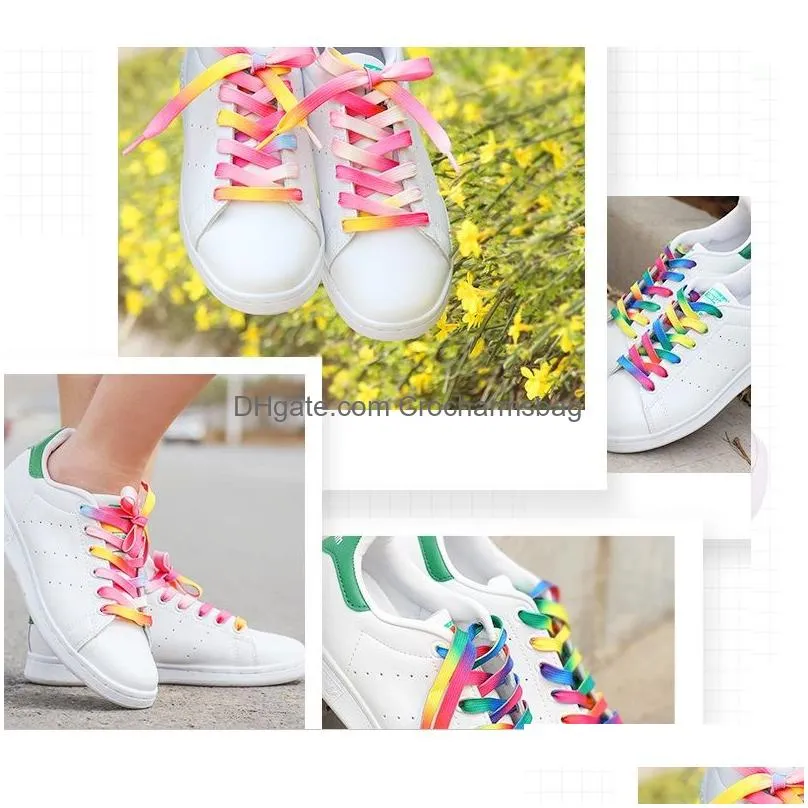 new flat shoelaces dress canvas shoe lace sneaker boots shoe laces uni strings shoelace rainbow tie