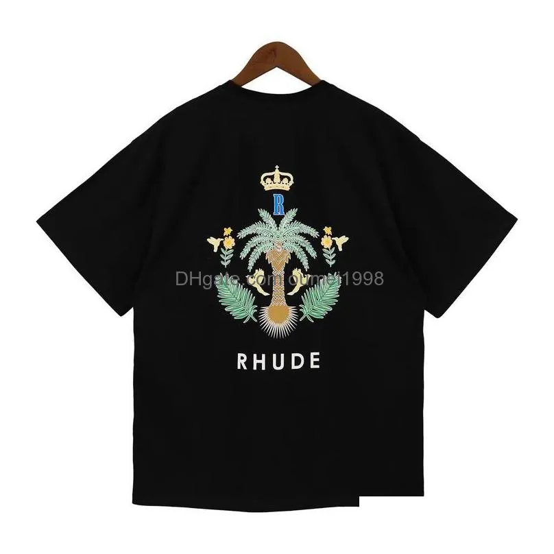 Rhude Racing Print Plus Size Men`s T-shirts Cotton t Shirts Man Vintage Oversized T-shirt Streetwear Tee Unisex Tees Youth Short Sleeves Loose Tops