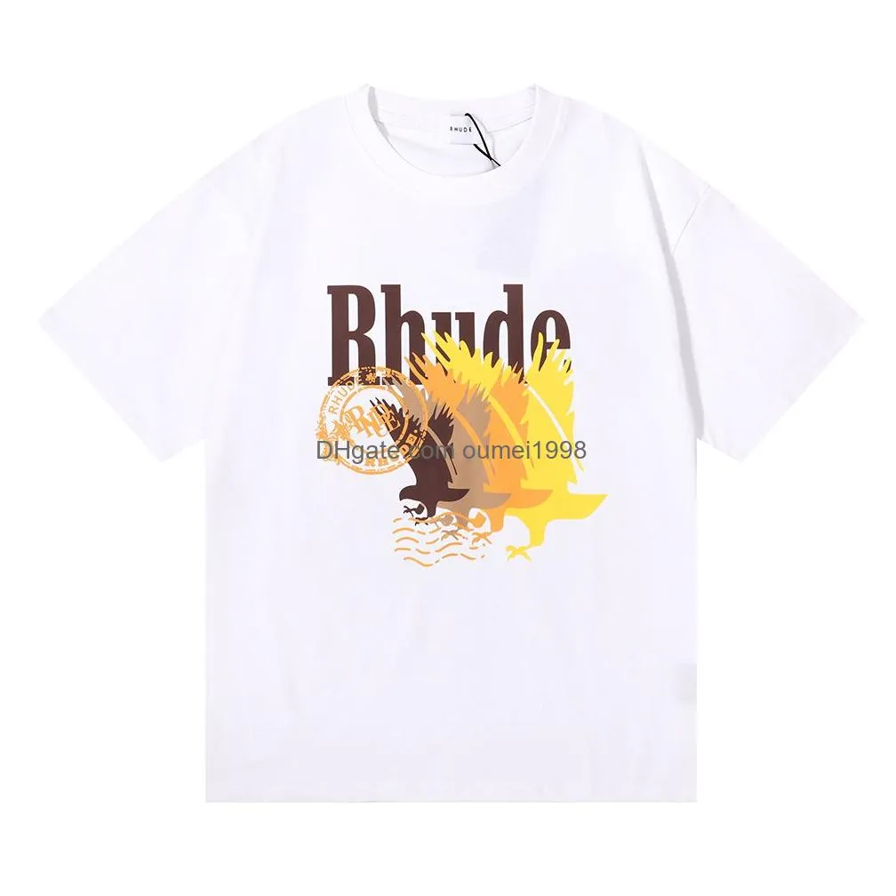 2023 Casual Rhude Summer Mens T Shirt Designer Priting Fashion Simple Ppure Cotton Men T Shirts US Size S-XXL