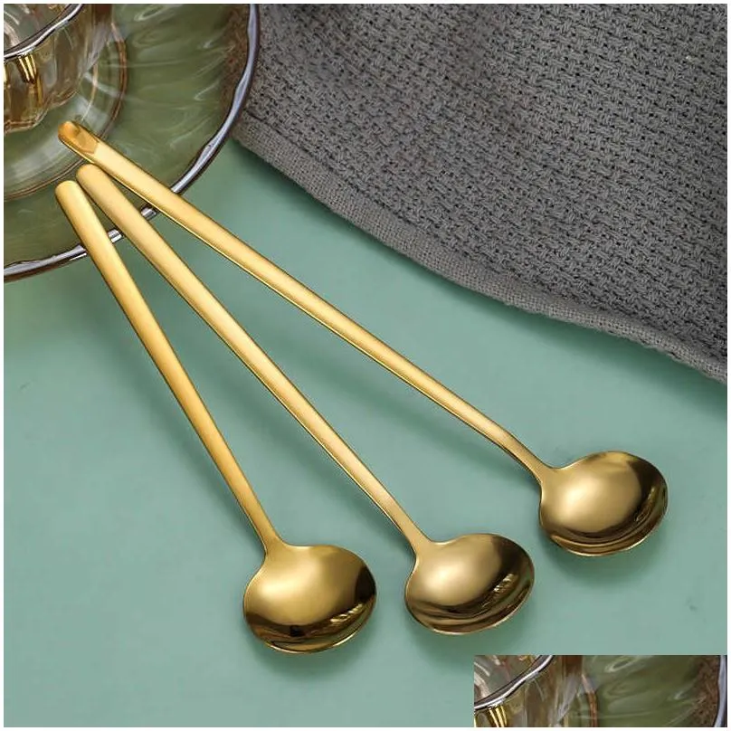  ins stainless steel coffee stirring spoon small round spoon seasoning dessert cake spoon honey small spoon hand gift cake spoon