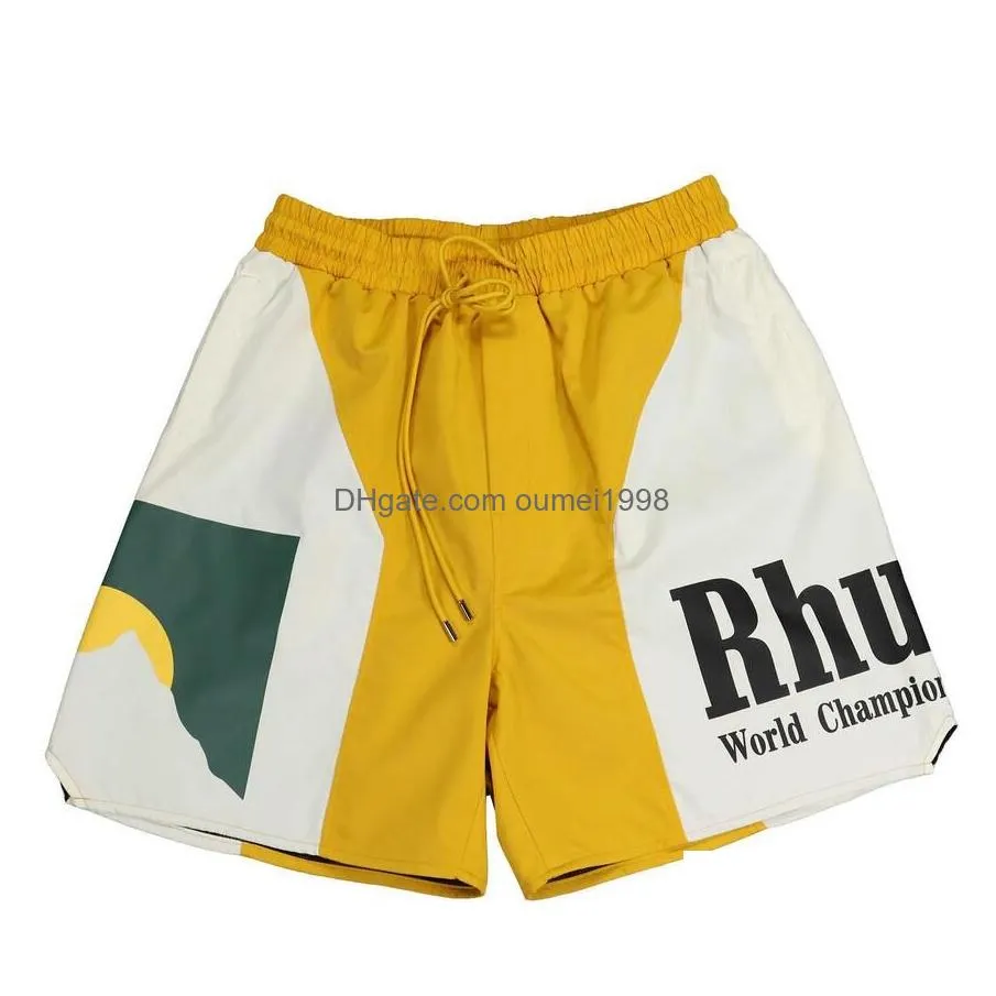 2023 new designer shorts rhude shorts summer fashion beach pants Men women high quality street wear red blue black purple pants mens short US