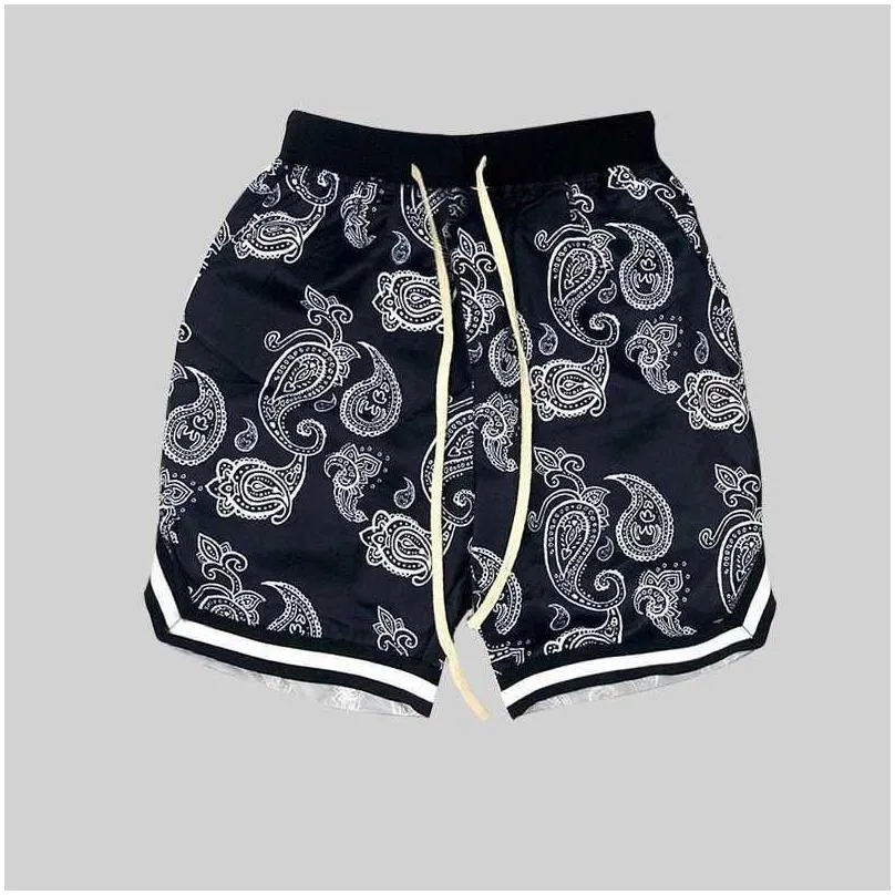mens shorts 2022 harajuku streetwear shorts men bandana pattern fashion summer shorts hip hop casual bottoms elastic wais man casual pants