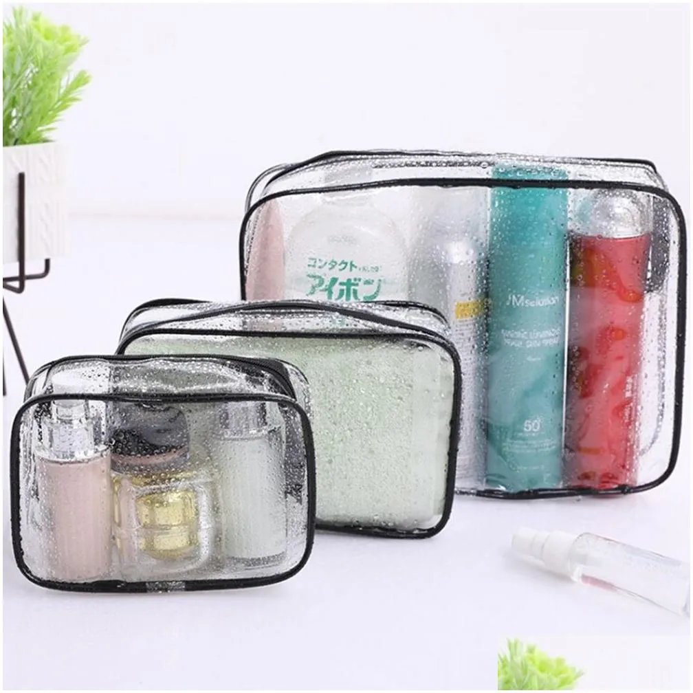 clear toiletry bag waterproof pvc zippered carry pouch portable makeup bag organizer bag set for travel