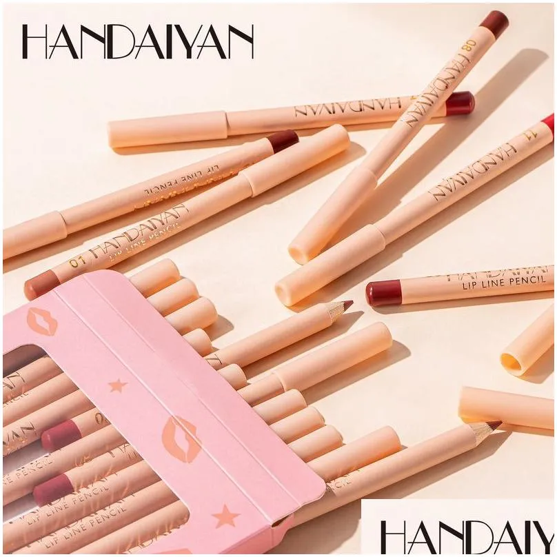 handaiyan colored lipstick pencil lip liner set waterproof sweatproof wholesale makeup matte lipliner pen