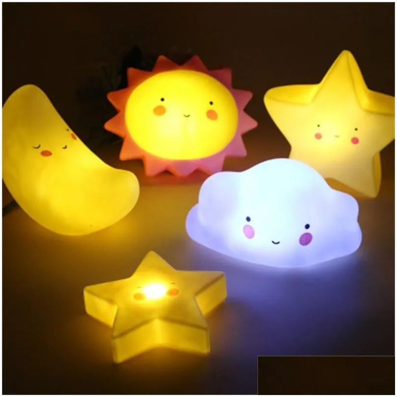cute led night light stars fruit dinosaur silicone soft cartoon baby child nursery lamp bedroom decoration gift kid toys 2021 y2
