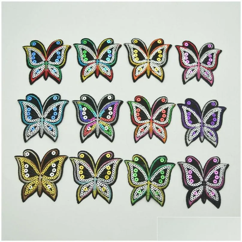 120pcs iron on sew embroidered trim standard butterfly fabric stickers for diy sewing craft