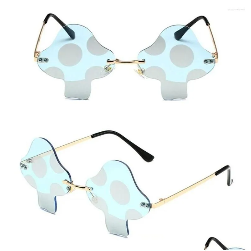 sunglasses mushroom shape irregular rimless sun glasses retro trendy fun for women men halloween party decorations